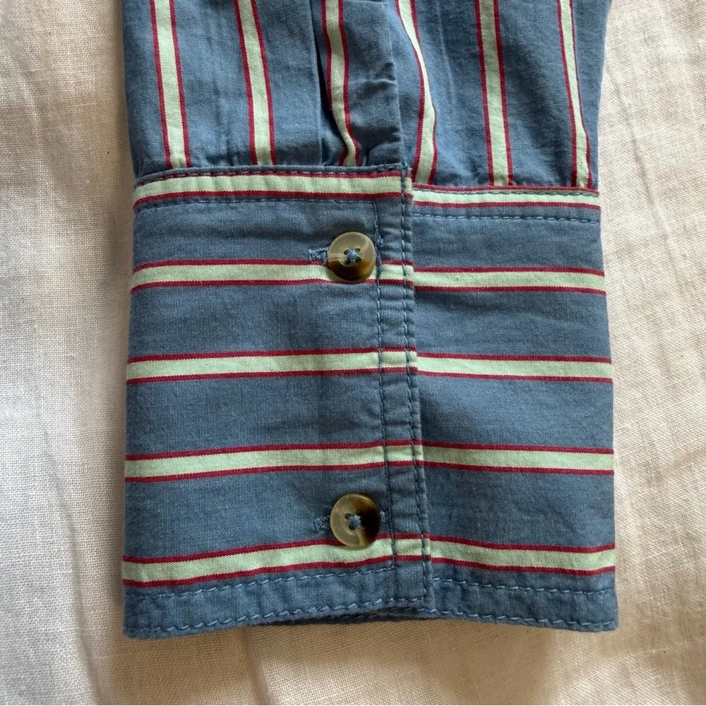 FREE PEOPLE We The Free Striped Varsity Vibes Shirt / Blue Combo - Picture 9 of 15